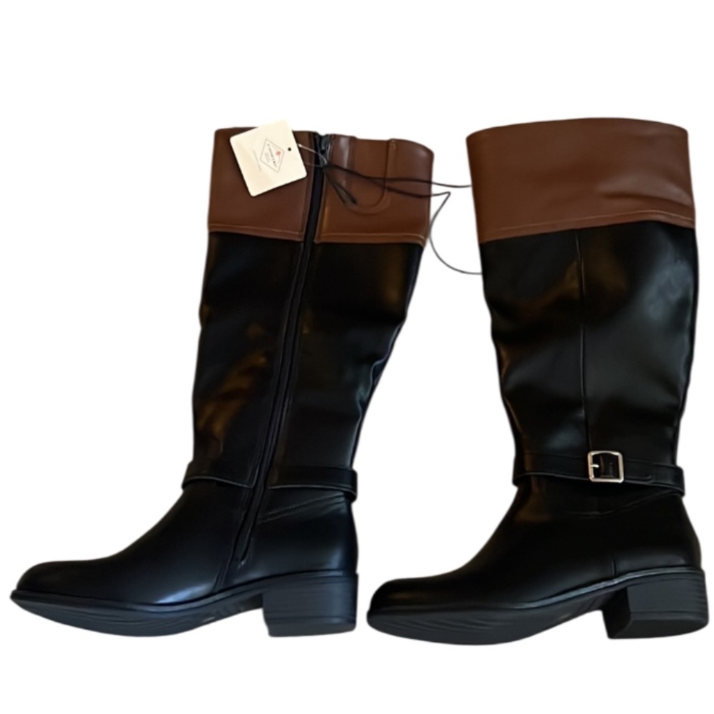 St. John’s Bay Danwood Riding Black & Brown Knee-High Boots Size 7M Memory-foam - Picture 2 of 16